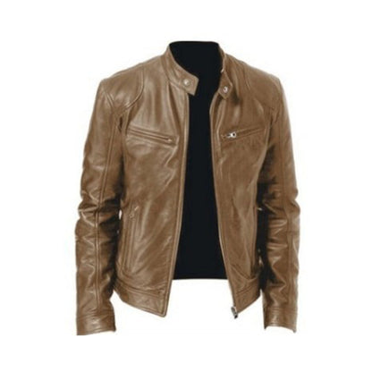 Herren Lederjacke Herbst Warm Winddicht
