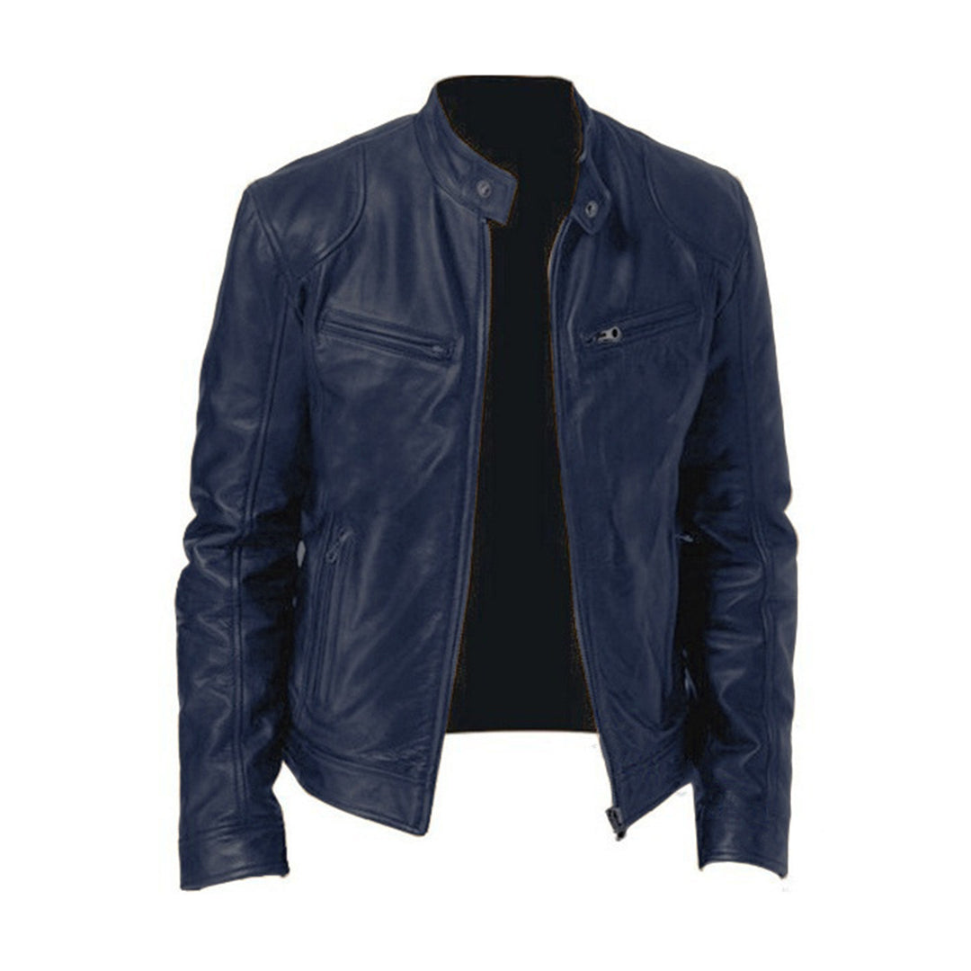 Herren Lederjacke Herbst Warm Winddicht