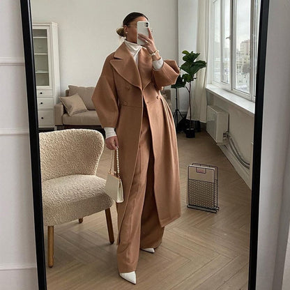 Eleganter Damen Wollmantel Langärmlig Warm & Chic