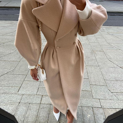 Eleganter Damen Wollmantel Langärmlig Warm & Chic