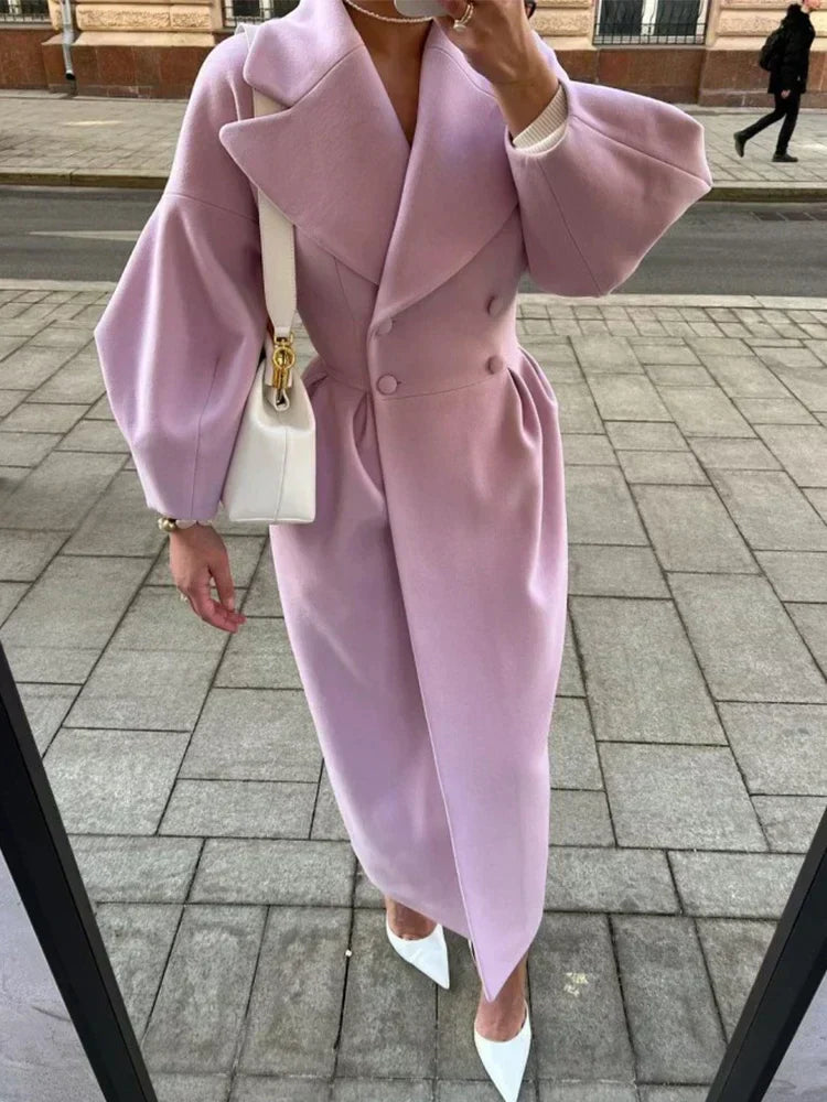 Eleganter Damen Wollmantel Langärmlig Warm & Chic