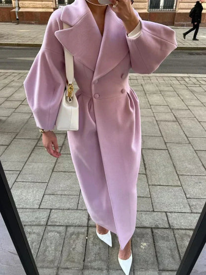 Eleganter Damen Wollmantel Langärmlig Warm & Chic