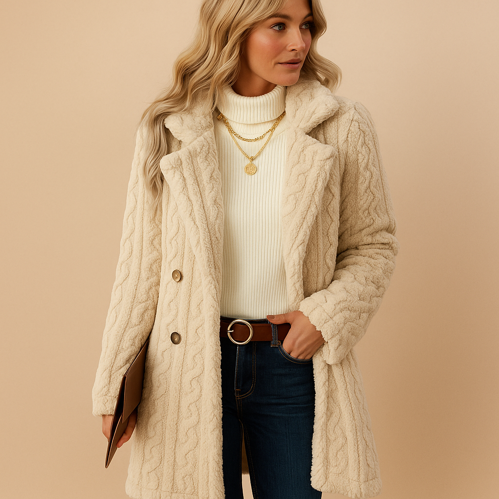Warme Damen Winterjacke Teddy Lang