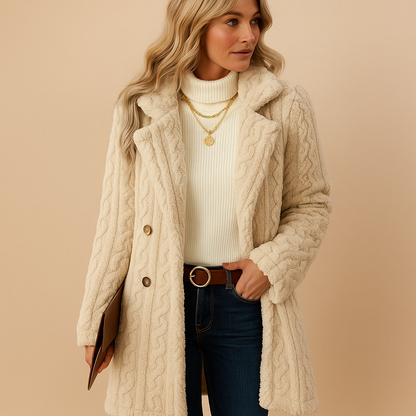 Warme Damen Winterjacke Teddy Lang