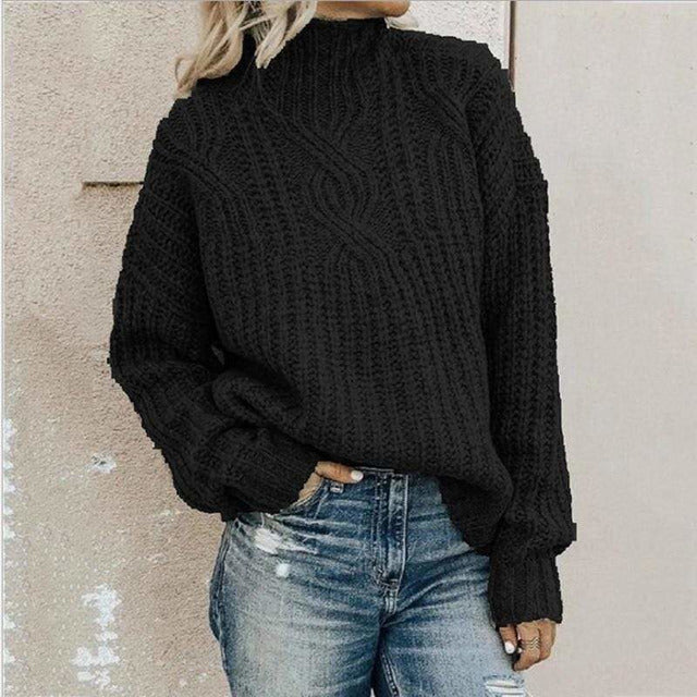 Damen Pullover Winter Kabelstrick Style