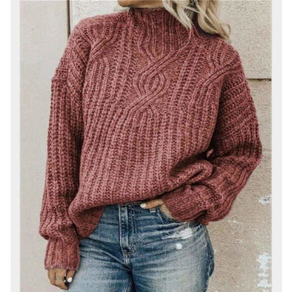 Damen Pullover Winter Kabelstrick Style
