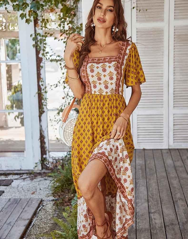 Boho Maxikleid Sommer Floral Rock