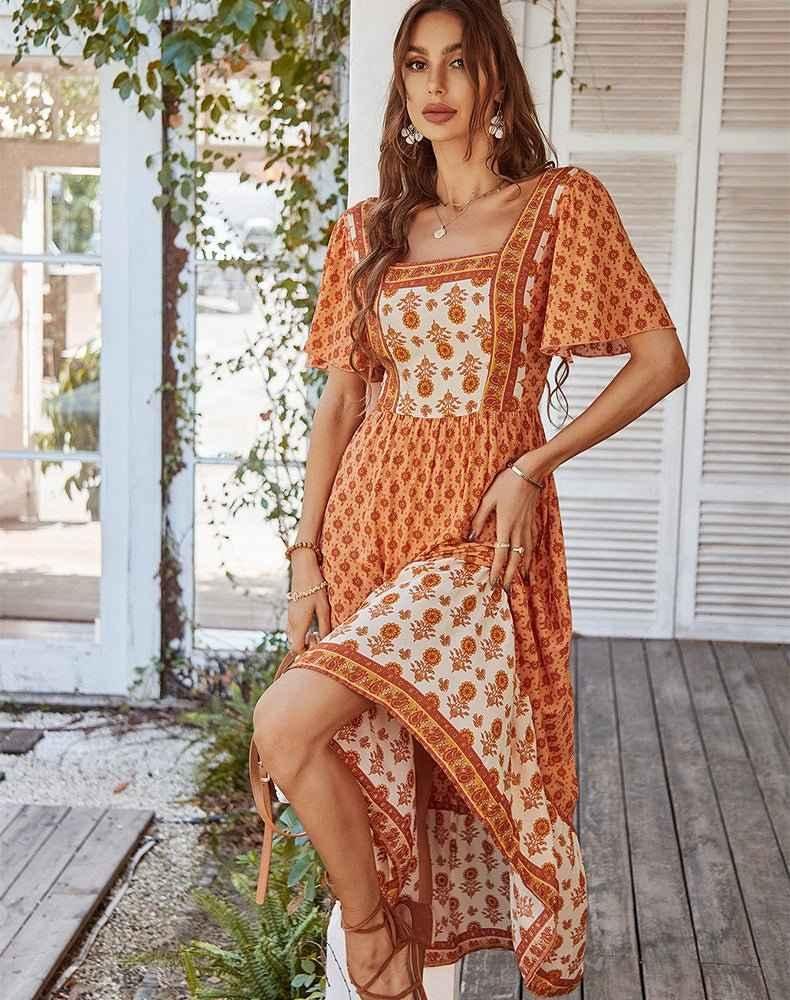 Boho Maxikleid Sommer Floral Rock