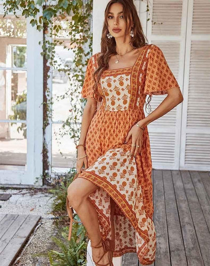 Boho Maxikleid Sommer Floral Rock