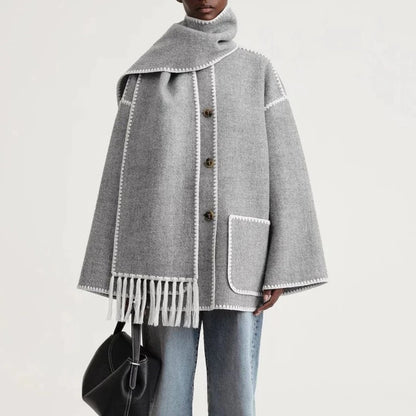 Wintermantel Oversized Wollmantel Schalkragen Damen