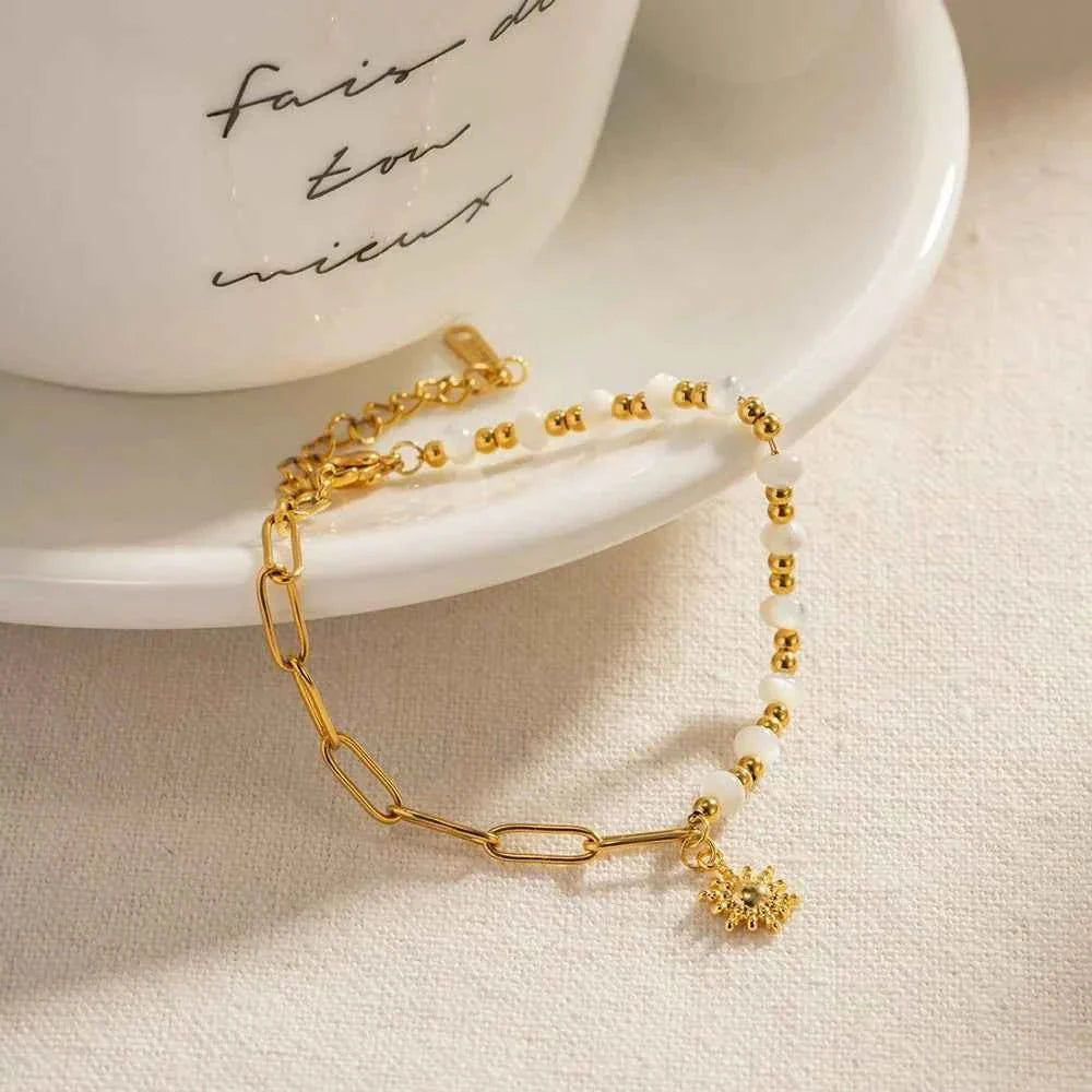 Damen Armband Perlen Gliederkette Zirkonia Schmuck - IdealeKleiden