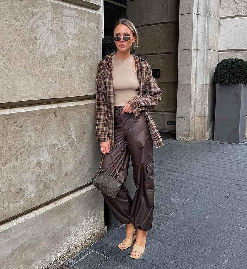 Frauen Karohemd Oversized Chic - IdealeKleiden