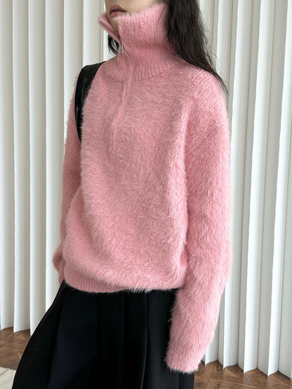 Weicher Pullover Reißverschluss Damen - IdealeKleiden