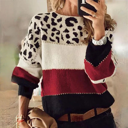 Eleganter Leoparden-Pullover Damen Modern