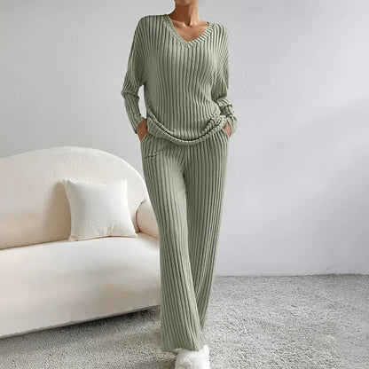 Isla – Strickpullover Set mit V-Ausschnitt Damen