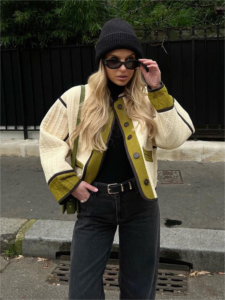 Damen Übergangsjacke Bequem Knopfdesign - IdealeKleiden