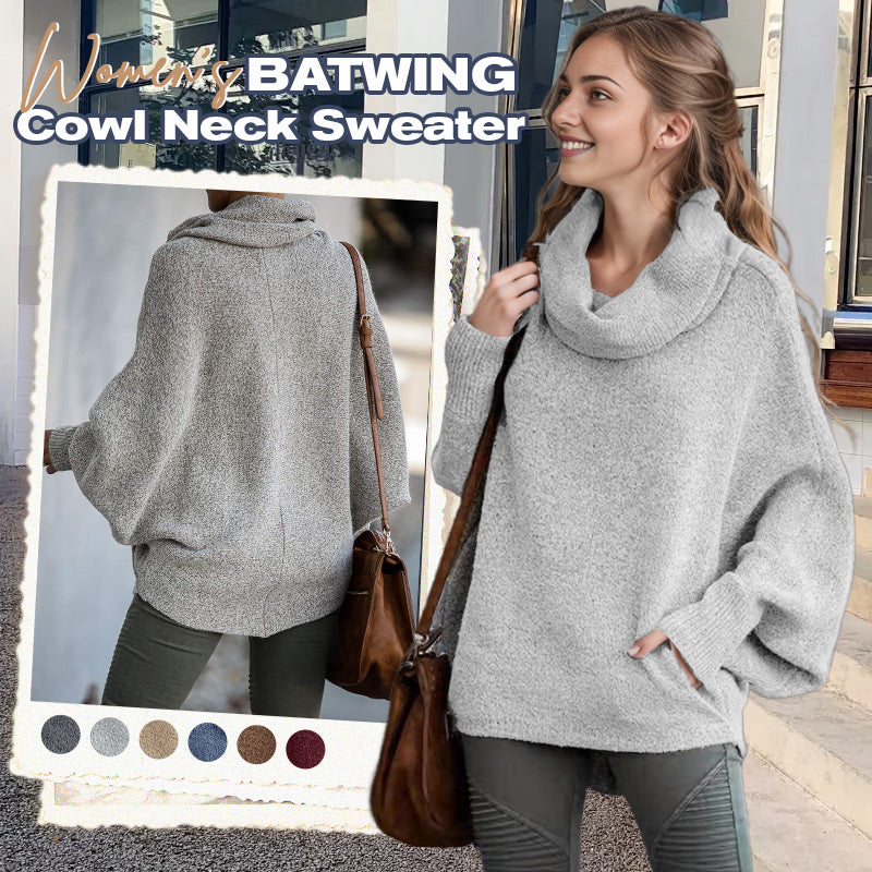 Gemütlicher Pullover Batwing Schnitt mit Taschen - IdealeKleiden