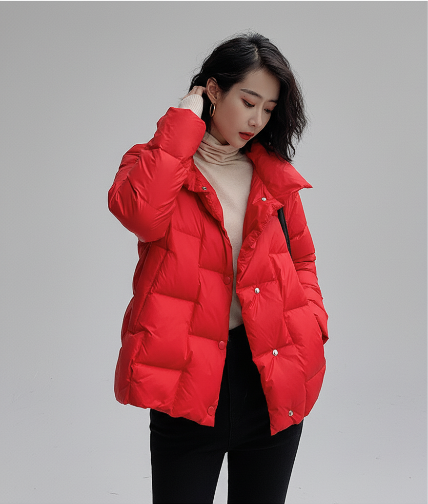 Weiche Steppjacke Modern Fit Hochklappbarer Kragen