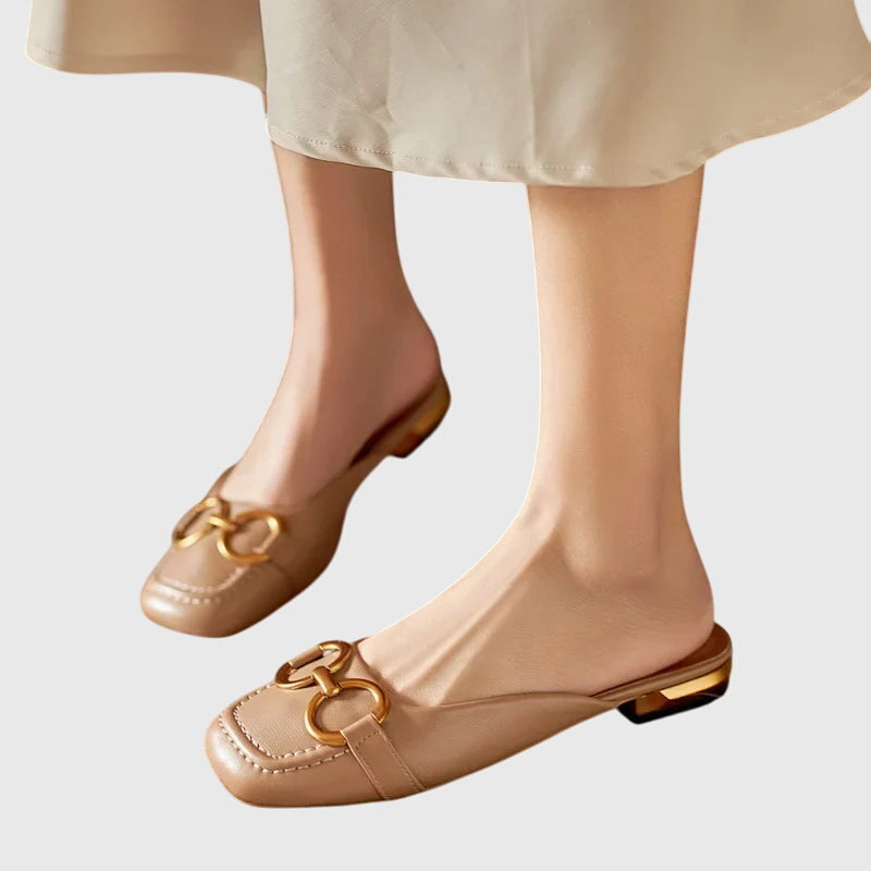 Damen Slip-On Sandalen Schnalle Modern