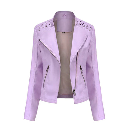 Lederjacke Damen Schwarz Reißverschluss