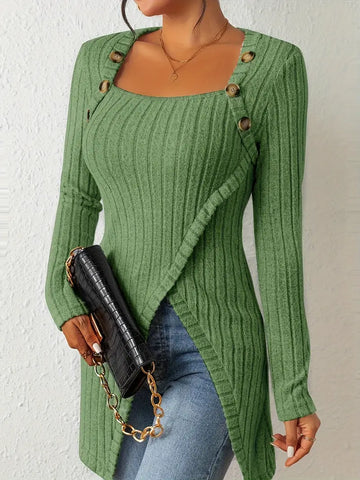 Stilvoller Frauen Pullover Langarm Gerippt