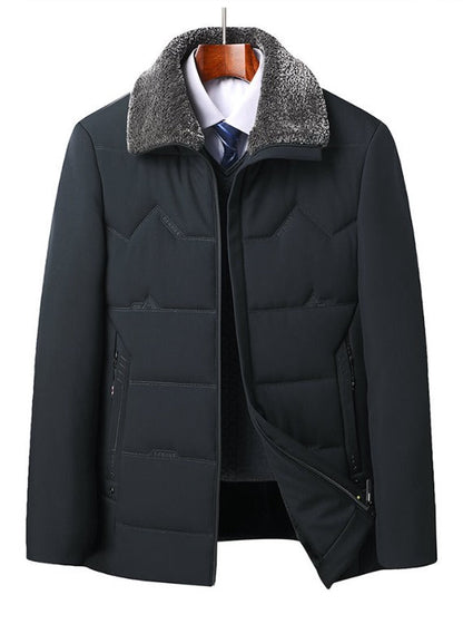 Elijah - Schwarzer Winterparka Dickes Futter