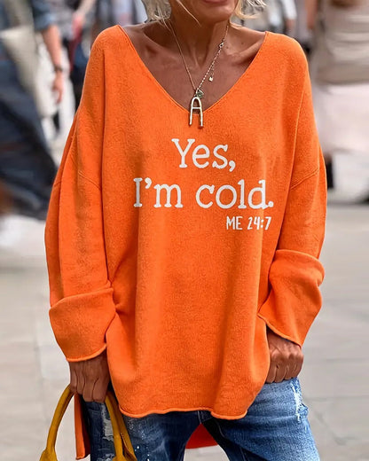 Modisches V-Ausschnitt Kleid mit Schriftprint