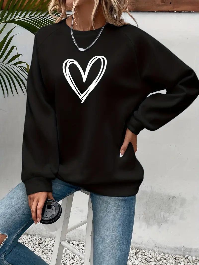 Eleganter Pullover Herz Muster Damen