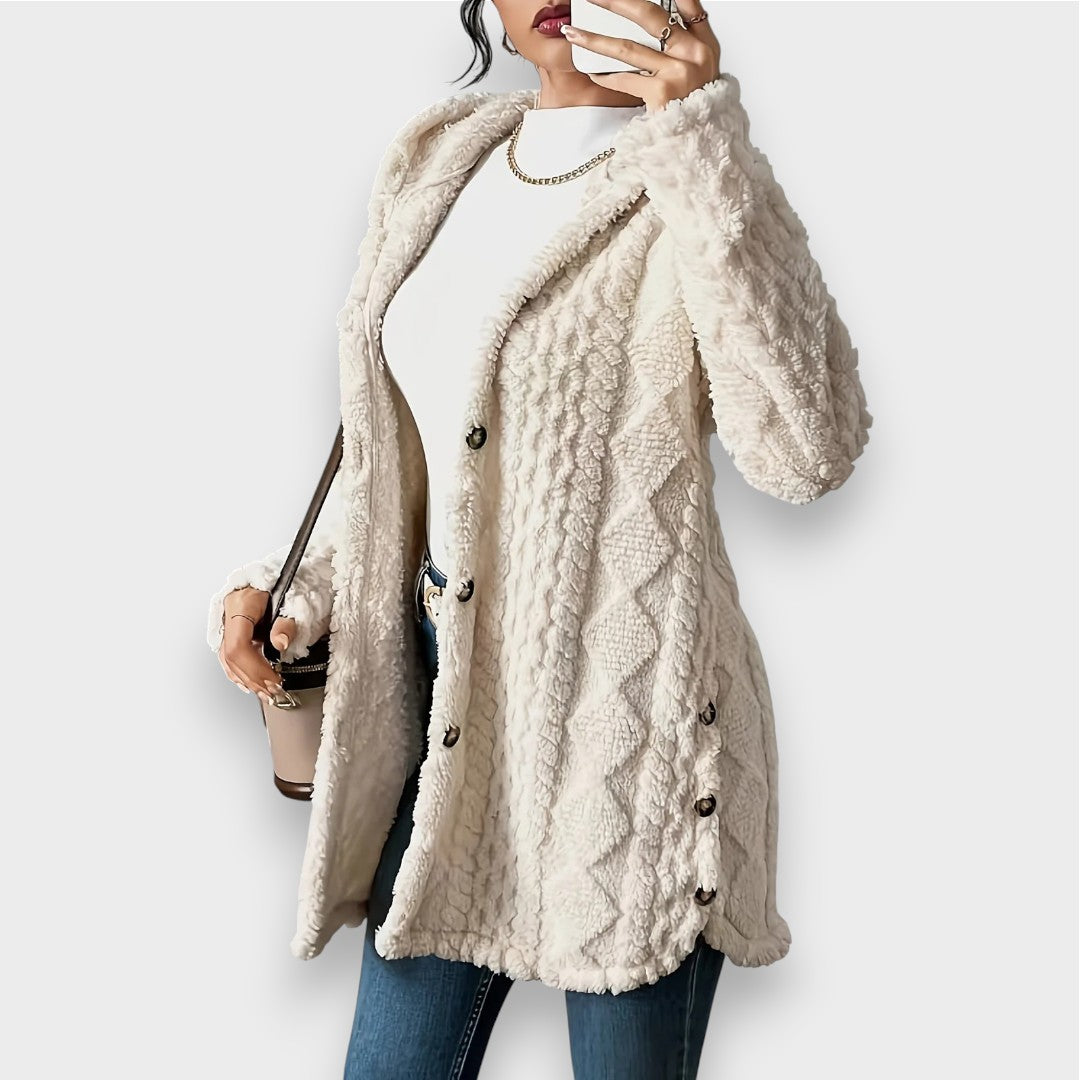 Weicher Plüsch Pullover Kapuzencardigan Damen