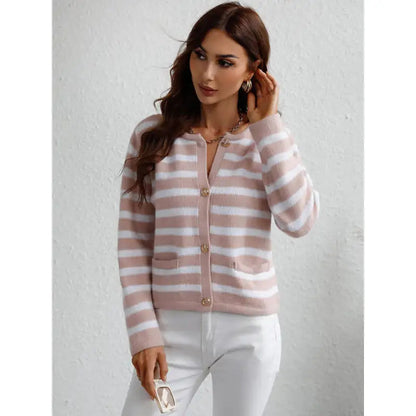 Gemütlicher Pullover Grobstrick mit Knöpfen und Taschen