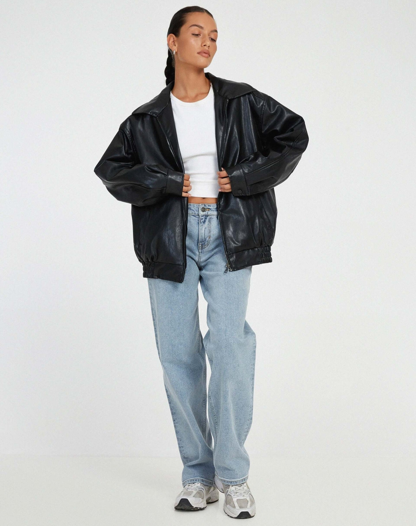 Große Damen Lederjacke Oversized Style