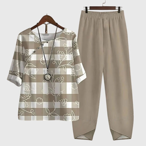 Damen Zweiteiler Set Blumenmuster Sommer