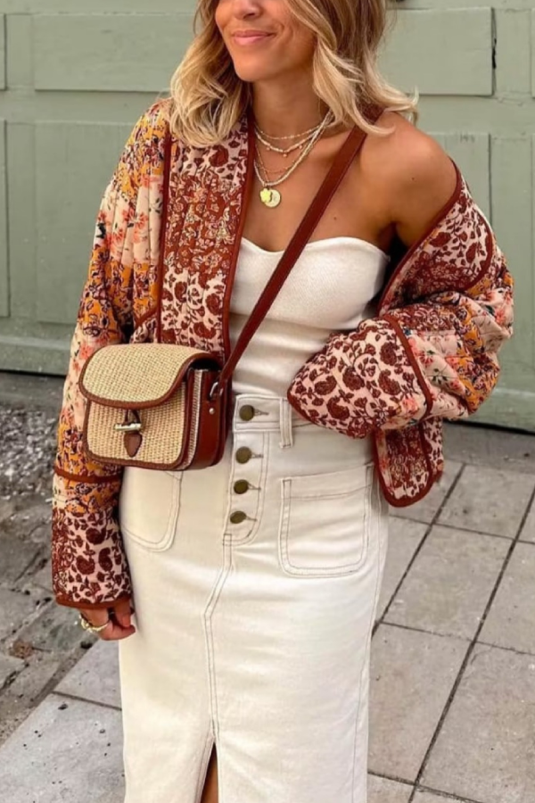 Bequeme Strickjacke Kurz Gesteppt Modern