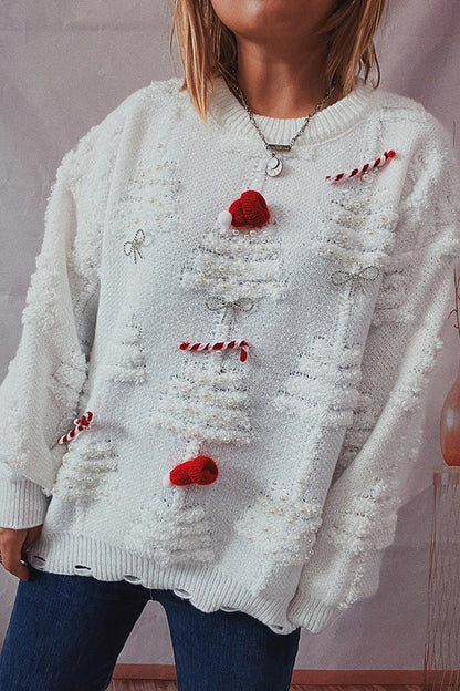Weihnachtspullover Handgemacht Perlen Dekorativ 3D