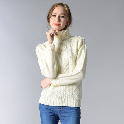 Damen Rollkragenpullover Langärmlig Kabelmuster