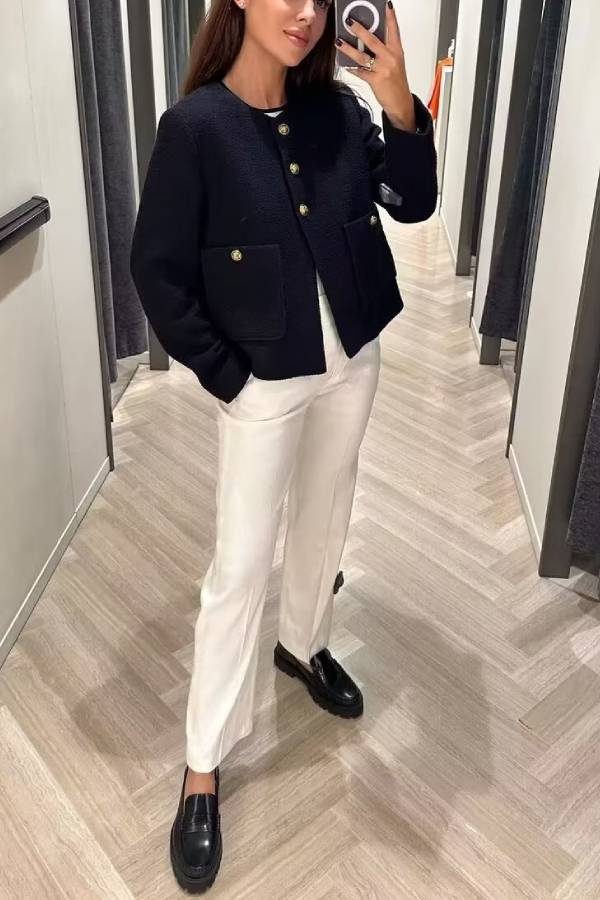 Modische Damenjacke Slim Fit Colorblock