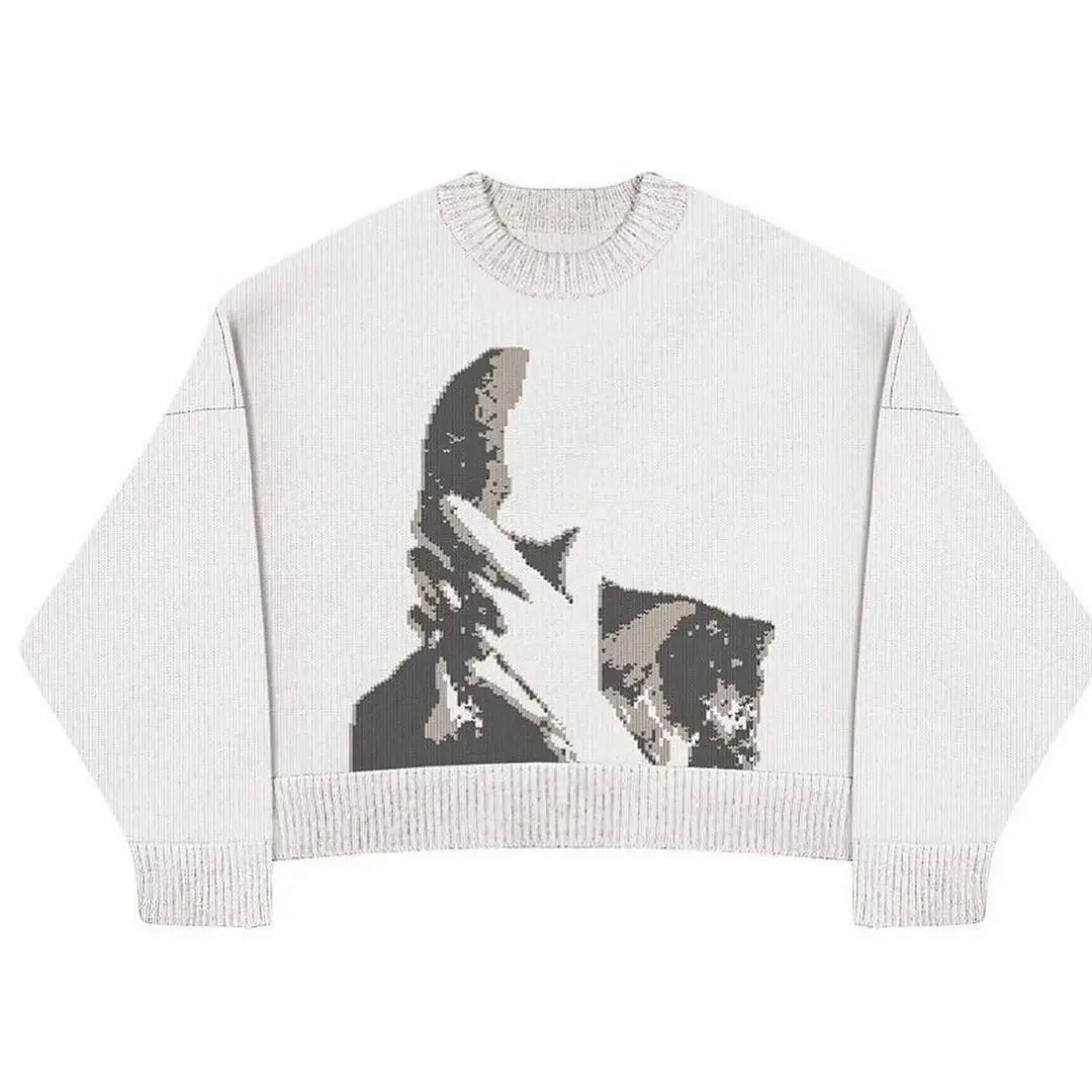 Strickpullover Frauen Elegant Grafik Motiv