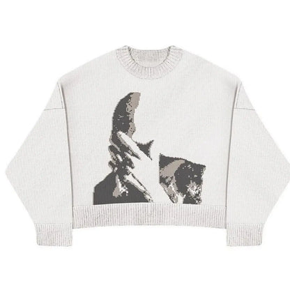 Strickpullover Frauen Elegant Grafik Motiv
