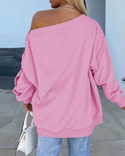 Elegante Bluse Schulterknopf Langarm - IdealeKleiden