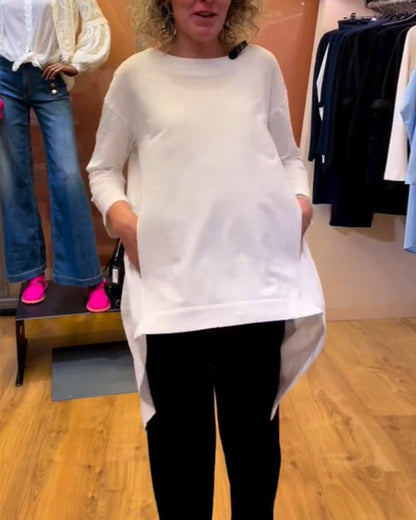 Elegantes Frauen Top Rundhals Ausschnitt - IdealeKleiden