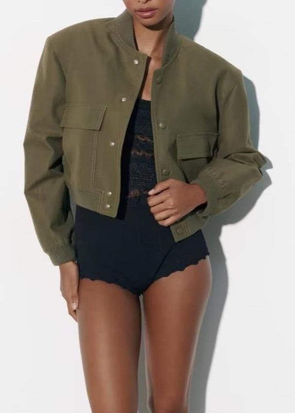Praktische Baseballjacke Oliv Grün