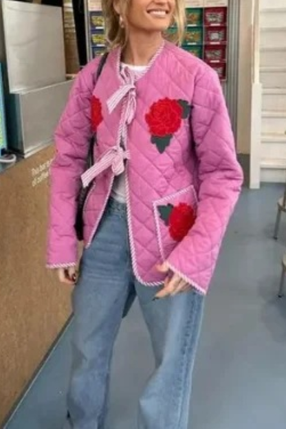 Modische Steppjacke Schleifenmuster Damen