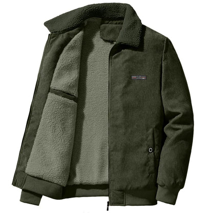 Herren Wintermantel Gerippt Fleece Isolierung Stehkragen