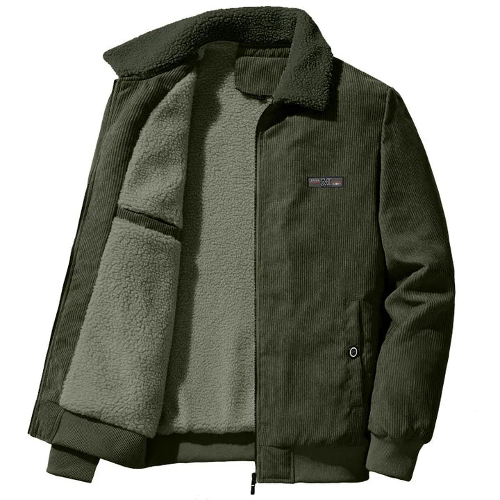 Herren Wintermantel Gerippt Fleece Isolierung Stehkragen