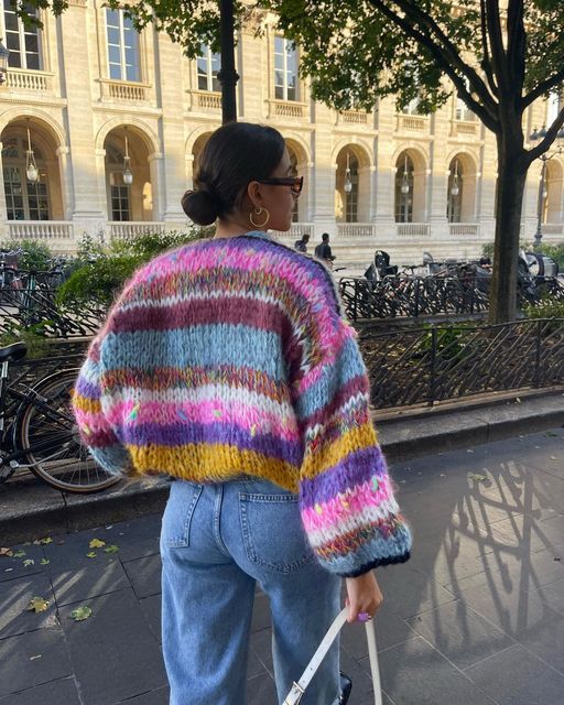 Streifen Pullover Offen Trendy