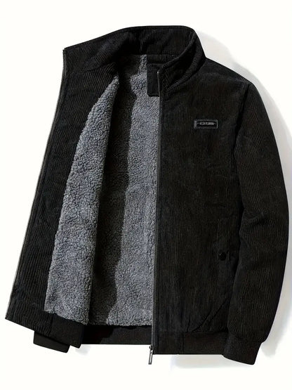 Herren Stehkragenjacke Elegant Schwarz