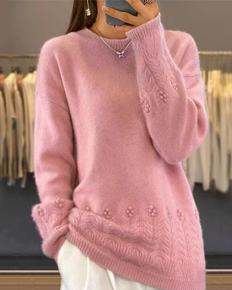 Stylischer Einfarbig Pullover Retro Chic