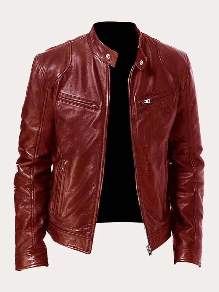 Herren Lederjacke Elegant Schwarz