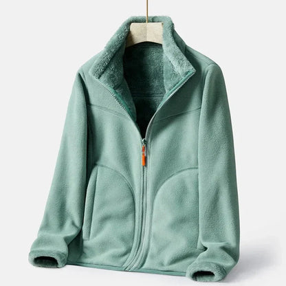 Zweireihige Damen Fleecejacke Warm Elegant