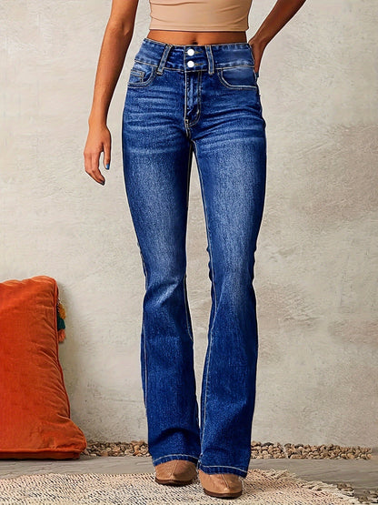 Damen High-Waist Jeans Weite Beinstyle